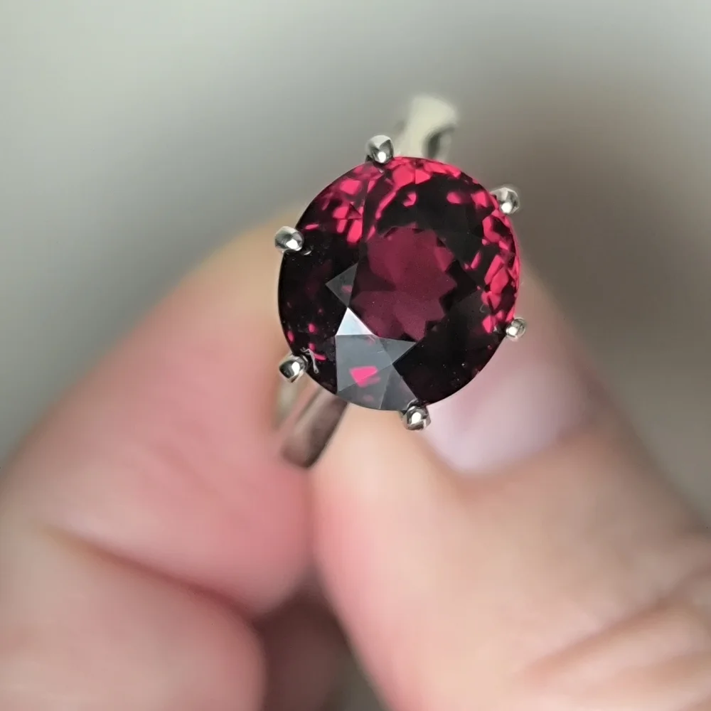 Stunning Top-Grade Natural Rhodolite Raspberry Garnet In Sterling Silver Ring - Picture 3 of 10